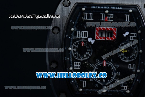 Richard Mille RM 011 Felipe Massa Chronograph Swiss Valjoux 7750 Automatic PVD Rose Gold Case with Black Dial Arabic Numeral Markers and Black Rubber Strap - Click Image to Close